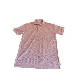 Gen Teal Polo Shirt Men Medium Red Striped Performance Short Sleeve Golf